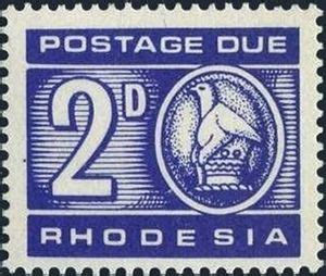 Stamp: Zimbabwe bird (soapstone sculpture) (Rhodesia(Postage Due 1966) Mi:RH P6,Sn:GB-SC J10,Yt ...