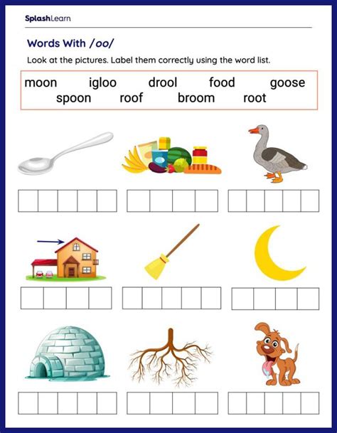 Words with OO Worksheets for Kids Online - SplashLearn