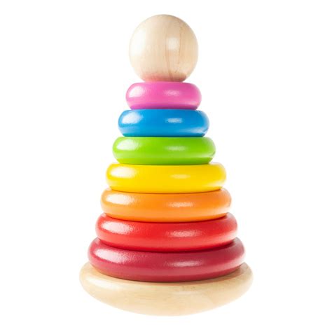 Rainbow Stacking Rings - Classic Wooden Montessori Manipulation Toy for ...