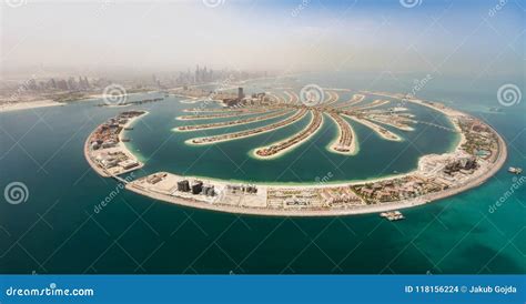 Aerial View of Artificial Palm Island in Dubai. Stock Photo - Image of ...