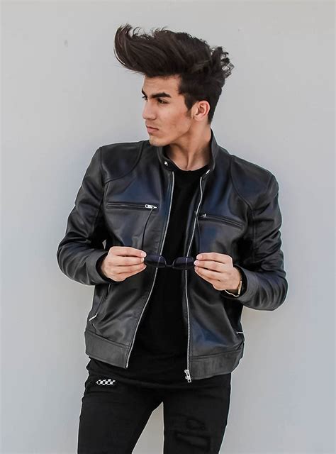 Buy HANDSY Leather Jackets For Men - Leather Motorcycle Jacket Men ...