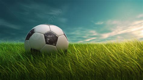 Clipping Path Included Grass Field Banner With 3d Rendered Soccer Ball ...