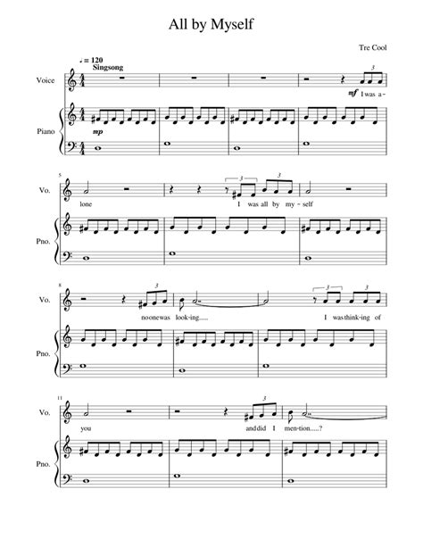 All by Myself - Piano score Sheet music for Piano, Vocals (Piano-Voice ...