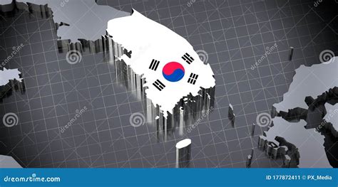 South Korea - Borders and Flag Stock Illustration - Illustration of ...