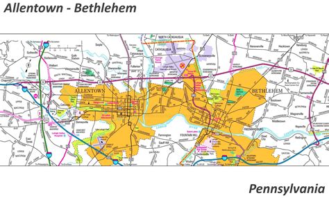 Road Map of Allentown And Bethlehem - Ontheworldmap.com