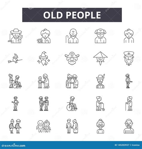 Old People Line Icons, Signs, Vector Set, Outline Illustration Concept Stock Vector ...