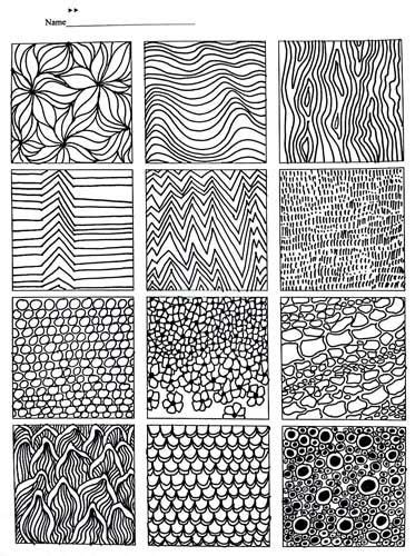 Textures and patterns lesson | Motivi di zentangle, Lezioni di arte ...