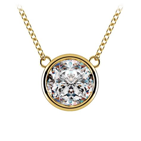 Bezel Diamond Solitaire Pendant in Yellow Gold (3 ctw)