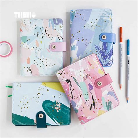 A6 Cute Gilding+print new renewable leather travel notebook,fine ...