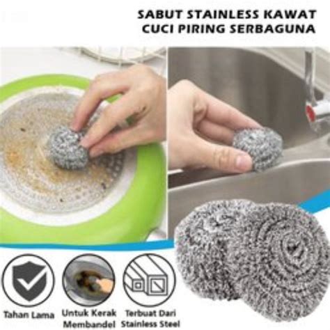 Jual Spon kawat cuci piring Stainlees Steel panci sabut spons sponge dapur | Shopee Indonesia