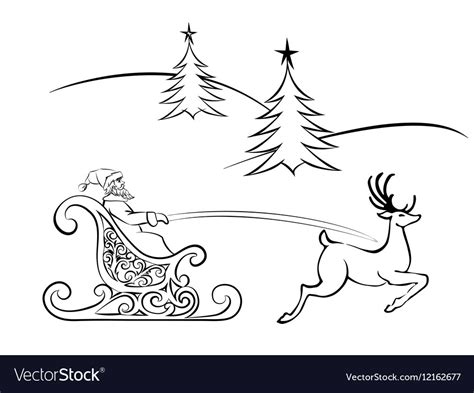 Santa Claus and deer flying Royalty Free Vector Image