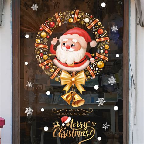 New Christmas Decoration Window Sticker Santa Claus Gift Merry ...