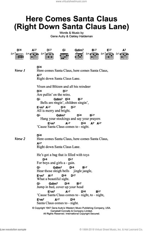 Here Comes Santa Claus (Right Down Santa Claus Lane) sheet music for ...