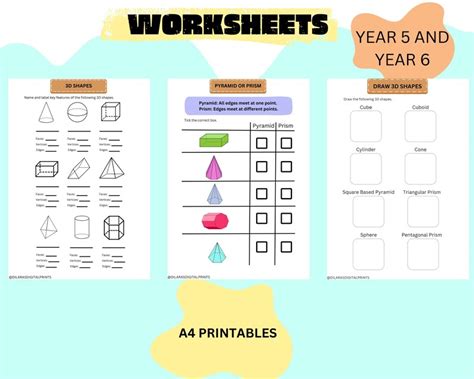 3D Shapes Worksheets - Etsy