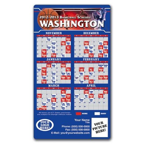 Washington Wizards Basketball Team Schedule Magnets 4" x 7" | Custom ...