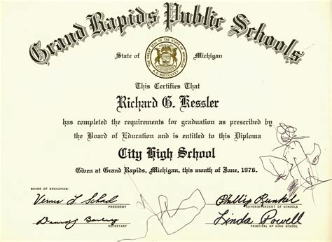 City High School Graduation Certificate | History Grand Rapids