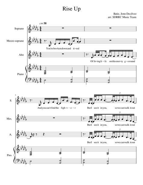 Rise Up Sheet music for Piano, Soprano, Alto, Mezzo soprano (Mixed Quartet) | Musescore.com