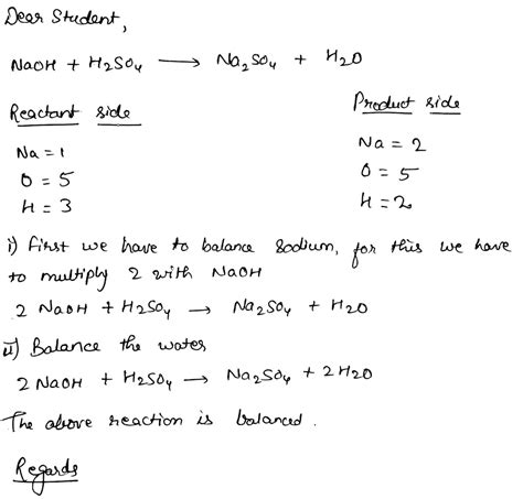 Balance The Following Chemical Equations I Naoh H2so4