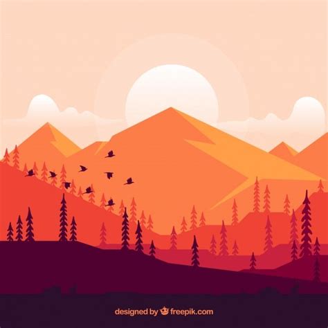 Premium Vector | Background of mountains at sunset | Ilustración de montaña, Libre de vectores ...