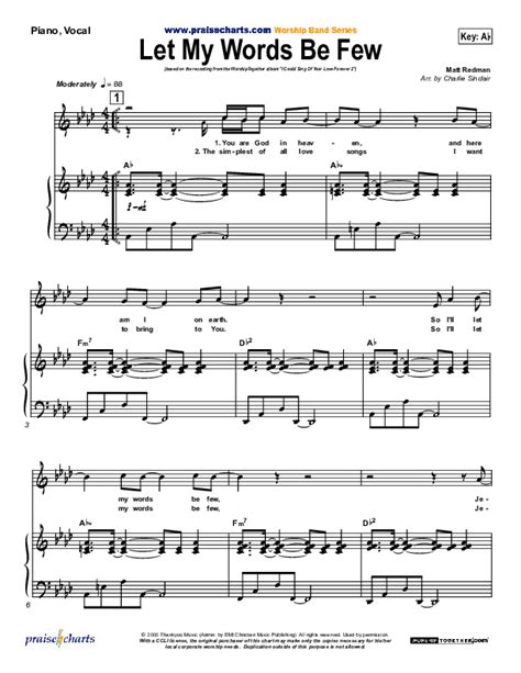 Let My Words Be Few Sheet Music PDF (Matt Redman) - PraiseCharts