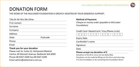 Donation Card Sample – Topa.mastersathletics.co Within Fundraising ...