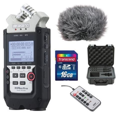 Zoom H4n Pro 4-Channel Handy Recorder Bundle with Custom Windbuster for Zoom H4n, SKB Case ...