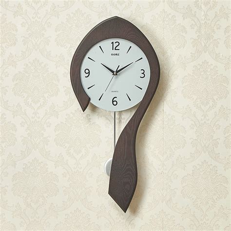 Modern Spoon Wall Clock Simple Wooden Non Ticking Wall Clock with Pendulum