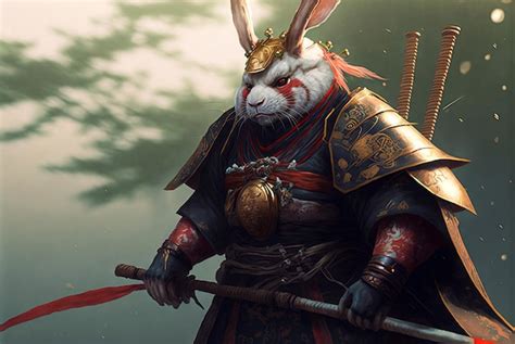 Premium AI Image | Rabbit samurai in traditional drawing style Japanese ...