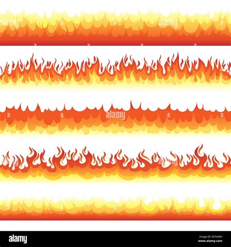 Seamless fire blaze. Cartoon horizontal seamless fire flame patterns ...