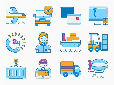 60 Logistics Icon Set - Flat Icons