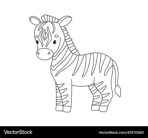 Cute zebra in line style drawing african baby Vector Image