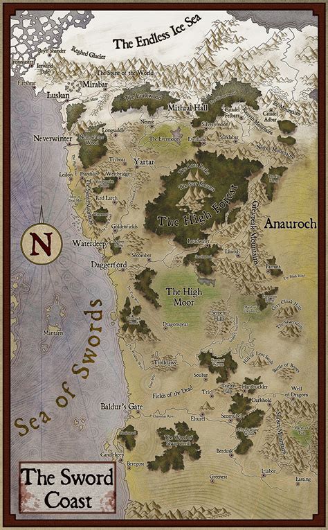 The Sword Coast - Forgotten Realms Stock Maps - Dungeon Masters Guild | DriveThruRPG.com