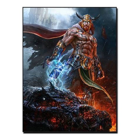 Viking Canvas Print Thor and Mjolnir Viking Artwork | Forefathers-Art