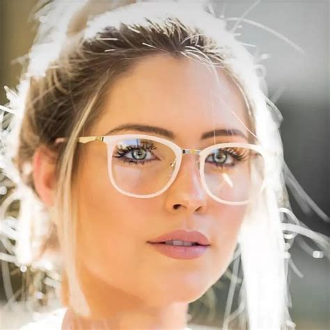 Luxury White Spectacle Frame Fashion Square Glasses Frame Clear Lens ...