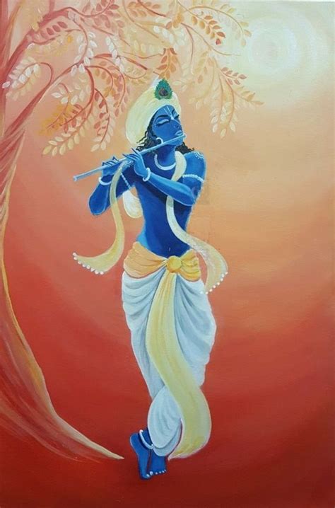 Lord Krishna O Hand Painted Painting on Canvas without Frame - Etsy