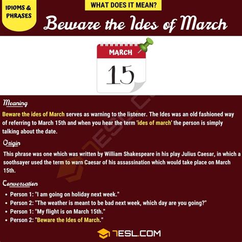 "Beware the Ides of March" Meaning, Origin and Examples • 7ESL