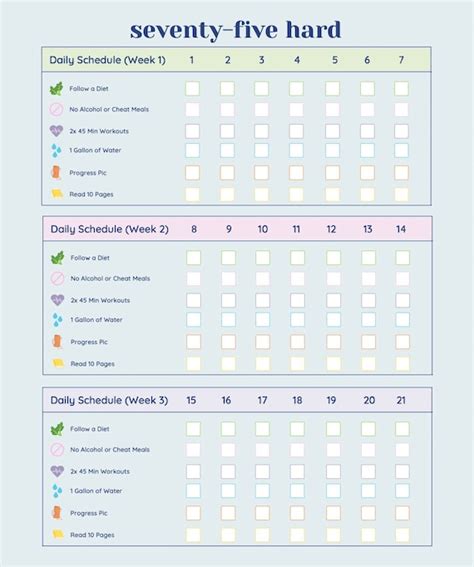 75 Hard Challenge Daily Checklist Tracker Cute Aesthetic | Etsy