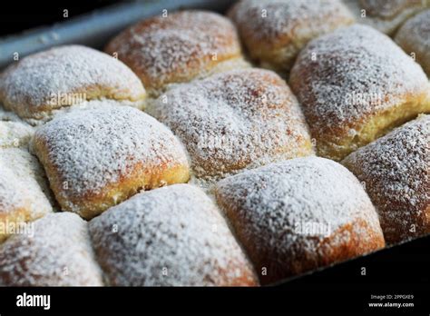 traditional czech buns fill by fruit jam as nice background Stock Photo - Alamy