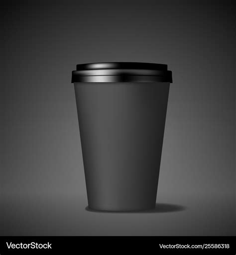 Black paper coffee cup with lid coffee to go Vector Image