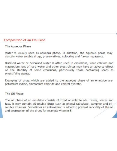 Emulsion - Examples, PDF | Examples