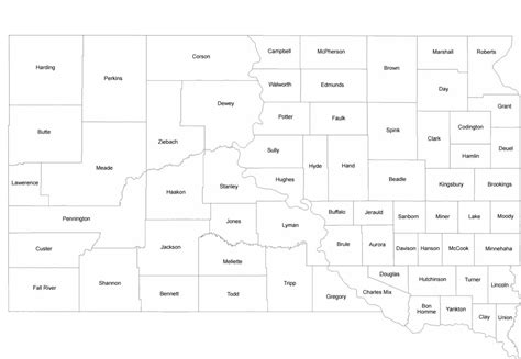 South Dakota County Map with County Names Free Download