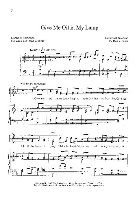 Give Me Oil In My Lamp Sheet Music by Max V Exner (SKU: CGA659 ...