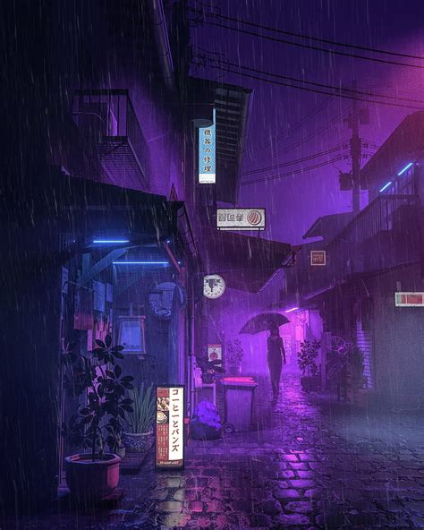 3840x2160px, 4K free download | Neon, rain, women, umbrella, house, anime, urban, Asia, city ...