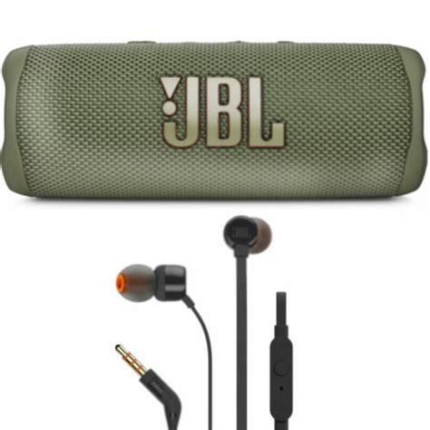 JBL Flip 6 Portable Waterproof Bluetooth Speaker (Green) + JBL T110 in ...