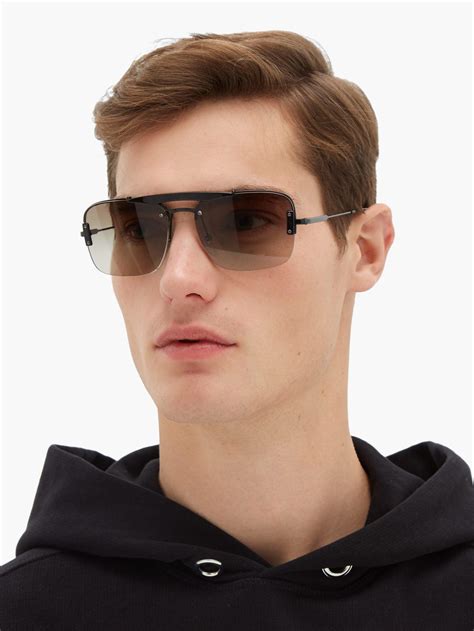 Prada Aviator Metal Sunglasses in Black for Men - Lyst