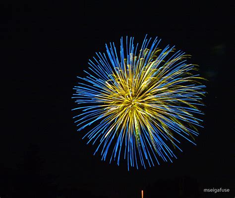 "Blue and Yellow fireworks" by mseigafuse | Redbubble