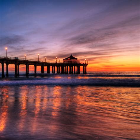 Manhattan Beach Pier at Sunset iPad Wallpaper