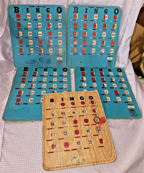 BINGO KING REUSABLE Shutter Slide Vintage blue Bingo Cards Made in USA ...