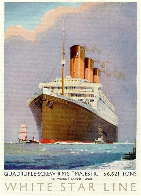 1920s poster advertising White Star Line’s RMS Majestic, formerly known ...