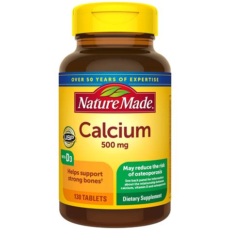 Nature Made Calcium 500 mg with Vitamin D3 Tablets, 130 CT | Pick Up In ...